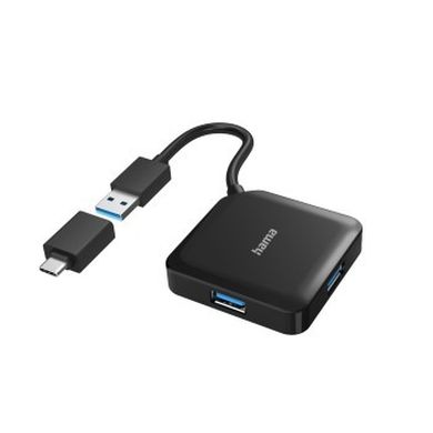 Hama, hub USB, 4 porty USB 3.2, gen1 5 gbit/s, z adapterem USB-C