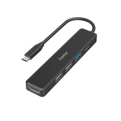 Hama, hub USB-C, multiport, 5 portów, 3xUSB-A, USB-C, HDMI