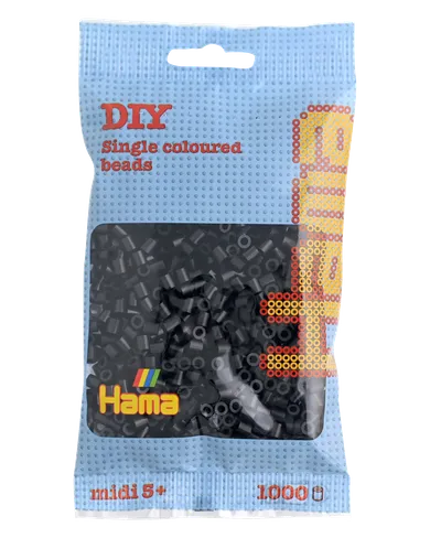 Hama, midi koraliki do prasowania, czarny, 1000 szt.