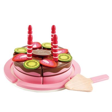 Hape, Tort urodzinowy dwusmakowy, klocki drewniane, 23 elementy