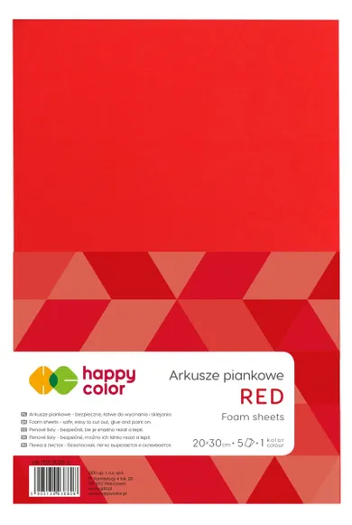 Happy Color, arkusze piankowe, czerwony, A4, 5 arkuszy