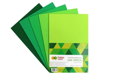 Happy Color, arkusze piankowe, mix green, 5 kolorów, A4, 5 arkuszy