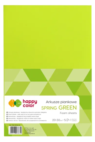 Happy Color, arkusze piankowe, zielony wiosenny, A4, 5 arkuszy