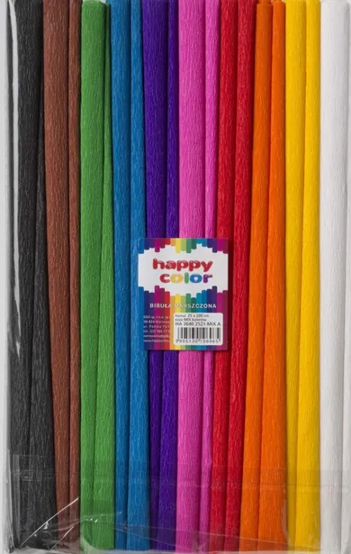 Happy Color, bibuła marszczona, mix A, 10 kolorów, 25-200 cm, 10 rolek
