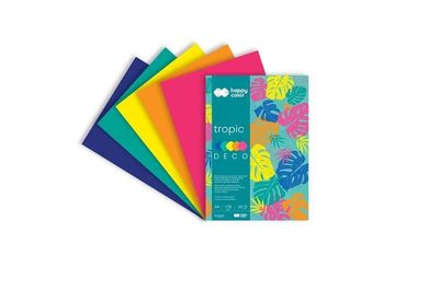 Happy Color, blok kolorowy, A4, 170 g, m2, Deco Tropic, 5 kolorów, 20 arkuszy