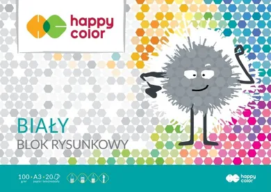 Happy Color, blok rysunkowy biały A3, 20 kartek, 170g