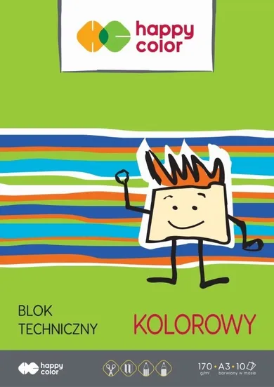 Happy Color, blok techniczny kolor A3, 10 kartek, 170g