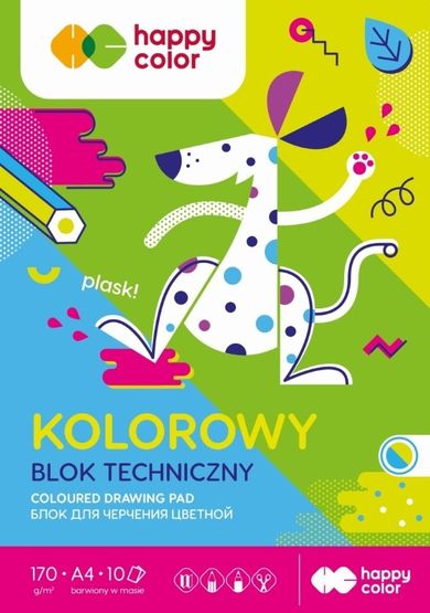 Happy Color, blok techniczny kolor A4, 10 kartek