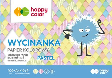 Happy Color, blok wycinanka, pastel, A4, 10 arkuszy, 100g