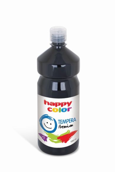 Happy Color, farba tempera, premium, czarny, 1000 ml