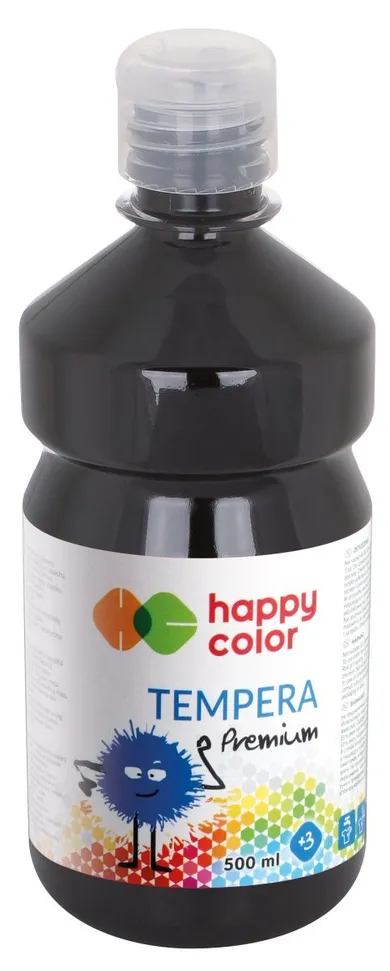 Happy Color, farba tempera, premium, czarny, 500 ml