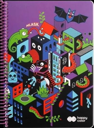 Happy Color, kołonotatnik A4/80K kratka, Me&City, 1 szt.