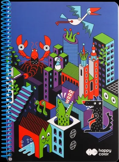 Happy Color, kołonotatnik ME&CITY blue, A4, 80g, 80 kartek w kratkę, 1 szt.