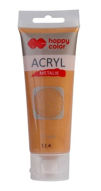 Happy Color, Metalik, farba akrylowa, głębokie złoto, 75 ml