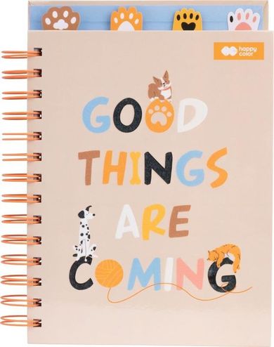 Happy Color, notes na spirali z przekładkami, A5, 80 kartek, Cat&Dog, 1 szt.