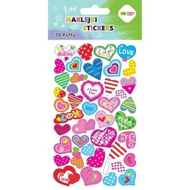 Happy Color, Puffy, naklejki 3D, Hearts, 10-20 cm