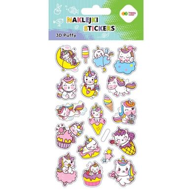 Happy Color, Puffy, naklejki 3D, Unicorns, 10-20 cm
