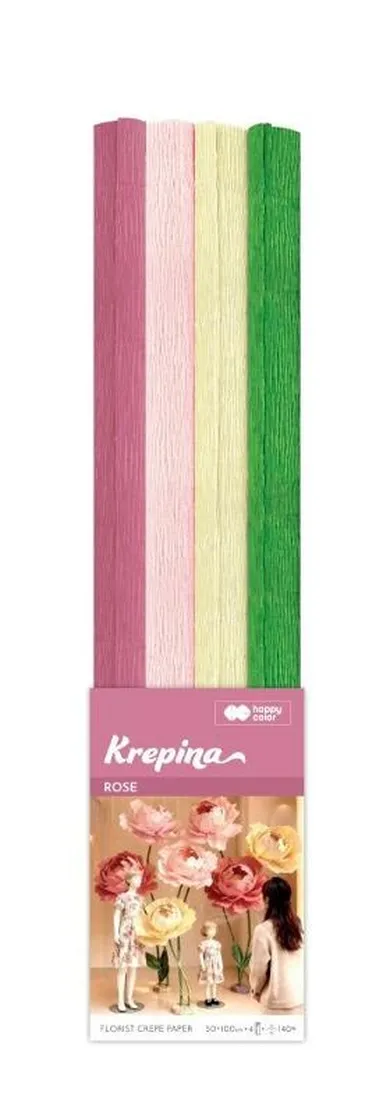 Happy Color, Rose, krepina marszczona, 4 kolory, 50-100 cm
