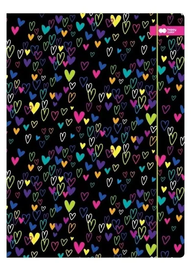 Happy Color, teczka z gumką A4, my love, czarna, 1 szt.