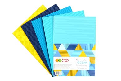 Happy Color, tektura falista, ocean, 5 kolorów, A4, 5 arkuszy