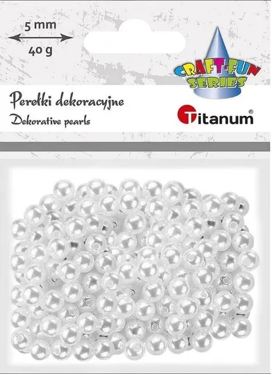 Hasta, Titanum Craft-Fun Series, perełki dekoracyjne, białe, 5mm, 40g