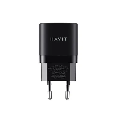 Havit, ładowarka, USB-A+USB-C, czarny, UC30 EU