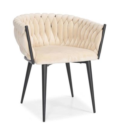 Hedo, Glamour, krzesło welurowe, beżowe