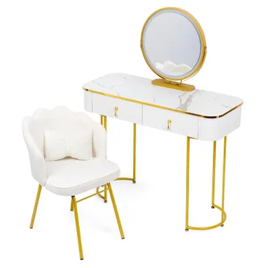 Hedo, Verdrid, toaletka kosmetyczna z lustrem LED, z krzesłem, biała, 100 cm