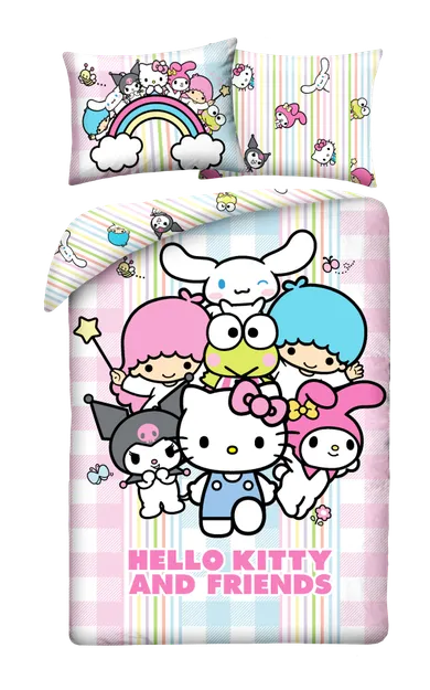 Hello Kitty & Kuromi, 2-częściowy komplet pościeli z mikrofibry, 140-200 cm
