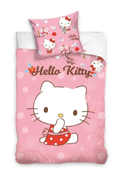 Hello Kitty, 2-częściowy komplet pościeli bawełnianej, 100-135 cm