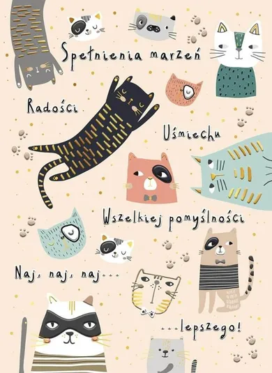 Henry, karnet A5, beżowe Koty