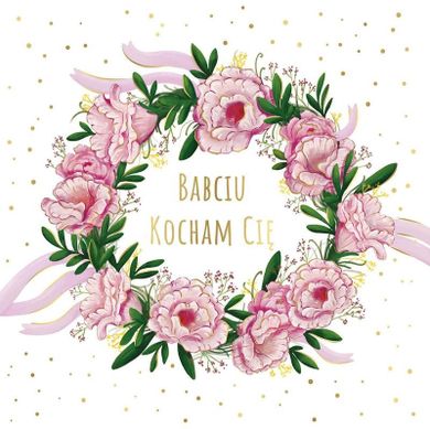 Henry, karnet dzien babci z kopertą, wianek, różowy, 150-150 cm