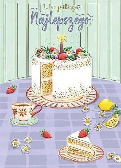 Henry, karnet z kopertą B6, Urodziny, Tort Na Stole