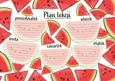 Henry, plan lekcji z tabliczką mnożenia, A5, arbuzy