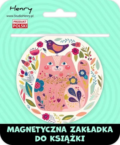 Henry, zakładka magnetyczna do książki, kot różowy