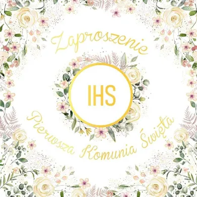 Henry, zaproszenie, Komunia, kielich w kwiatach, 5 szt.