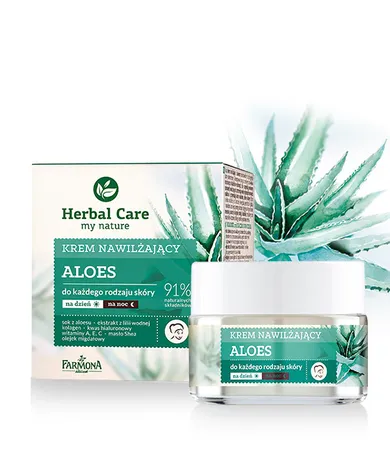 Herbal Care, krem nawilżający z aloesem, na dzień i noc, 50 ml