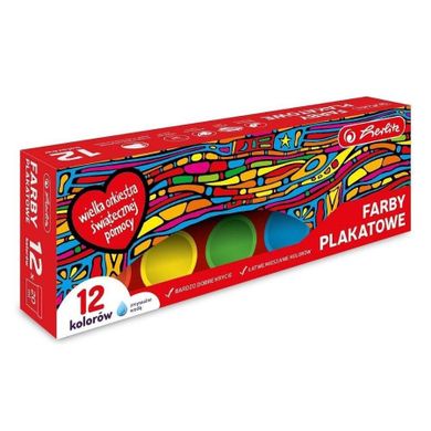 Herlitz, farby plakatowe, 12 kolorów, 20 ml