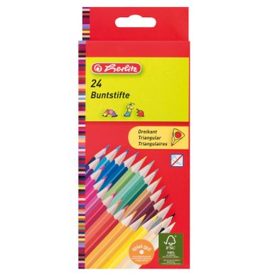 Herlitz, kredki trójkątne lakierowane, 24 szt.