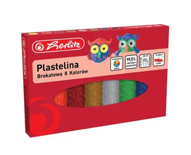 Herlitz, plastelina brokatowa, 8 kolorów