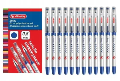 Herlitz, Shiny, długopis żelowy, 0,5 mm, niebieski, 12 szt.
