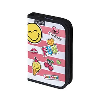 Herlitz, SmileyWorld Girly, piórnik jednoklapkowy z wyposażeniem, 19 elementów