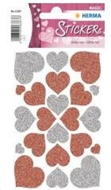Herma, Magic, naklejki, serca, srebrne i czerwone