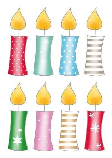 Herma, naklejki, świeczki kolorowe