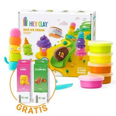 Hey Clay, Lody, masa plastyczna, 15 szt. + królik i błazenek GRATIS, zestaw promocyjny
