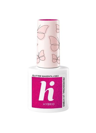 Hi Hybrid, lakier hybrydowy, Butterfly, nr 263 Glitter Magenta, 5 ml