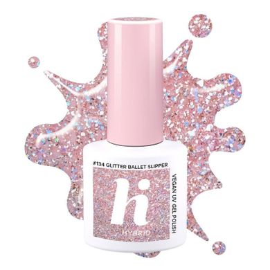 Hi Hybrid, lakier hybrydowy, nr 134 glitter ballet slipper, 5 ml