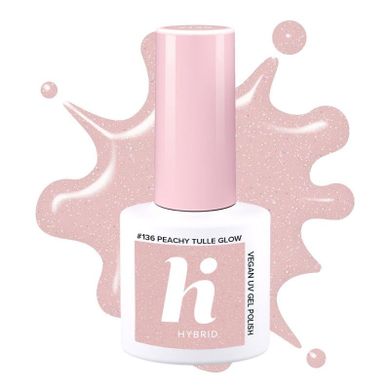 Hi Hybrid, lakier hybrydowy, nr 136 peachy tulle glow, 5 ml