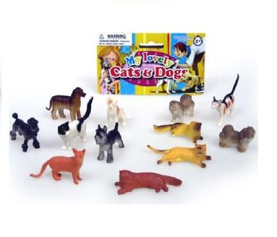 Hipo, pieski i kotki, zestaw mini figurek, 12 szt.