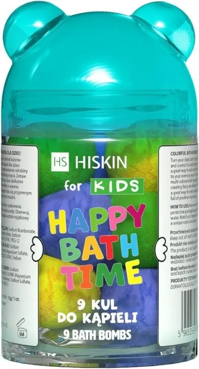 HiSkin For Kids, Happy bath time, kule do kąpieli, miś, 9 szt.